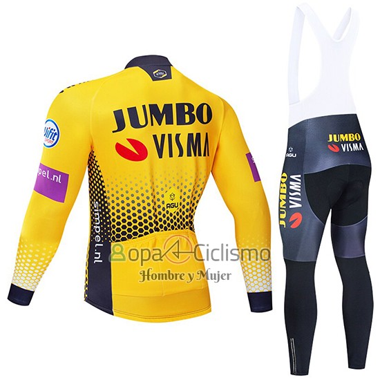 Jumbo Visma Ropa Ciclismo Culotte Largo 2019 Mangas Largas AMarillo Negro